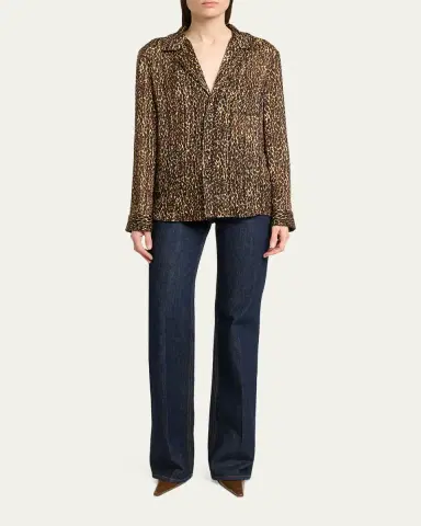 Saint Laurent Leopard-Print Pajama Blouse | Thumbnail 2 Saint Laurent Leopard-Print Pajama Blouse | Thumbnail 2