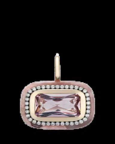 Mason and Books 14K Jumbo Floret Stone Pendant with East-West Rose de France, Agate and Diamonds | Thumbnail 2 Mason and Books 14K Jumbo Floret Stone Pendant with East-West Rose de France, Agate and Diamonds | Thumbnail 2