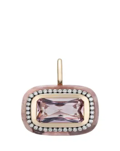 Mason and Books 14K Jumbo Floret Stone Pendant with East-West Rose de France, Agate and Diamonds | Thumbnail 1 Mason and Books 14K Jumbo Floret Stone Pendant with East-West Rose de France, Agate and Diamonds | Thumbnail 1