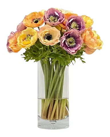 Winward Home Anemone Mix Faux Floral Arrangement in Tall Vase | Thumbnail 1 Winward Home Anemone Mix Faux Floral Arrangement in Tall Vase | Thumbnail 1