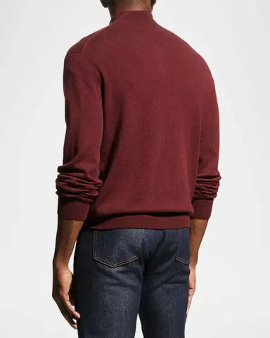 Neiman Marcus Men's Wool-Cashmere 1/4-Zip Sweater | Thumbnail 3 Neiman Marcus Men's Wool-Cashmere 1/4-Zip Sweater | Thumbnail 3