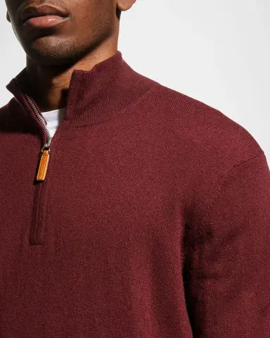 Neiman Marcus Men's Wool-Cashmere 1/4-Zip Sweater | Thumbnail 5 Neiman Marcus Men's Wool-Cashmere 1/4-Zip Sweater | Thumbnail 5
