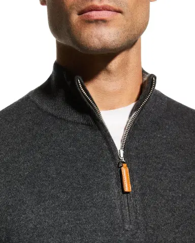 Neiman Marcus Men's Wool-Cashmere 1/4-Zip Sweater | Thumbnail 5 Neiman Marcus Men's Wool-Cashmere 1/4-Zip Sweater | Thumbnail 5
