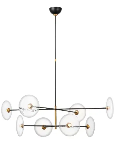 Visual Comfort Signature Calvino X-Large Radial Chandelier In Aged Iron And Hand-Rubbed Antique Brass With Clear Glass By Ian K. Fowler | Thumbnail 1 Visual Comfort Signature Calvino X-Large Radial Chandelier In Aged Iron And Hand-Rubbed Antique Brass With Clear Glass By Ian K. Fowler | Thumbnail 1