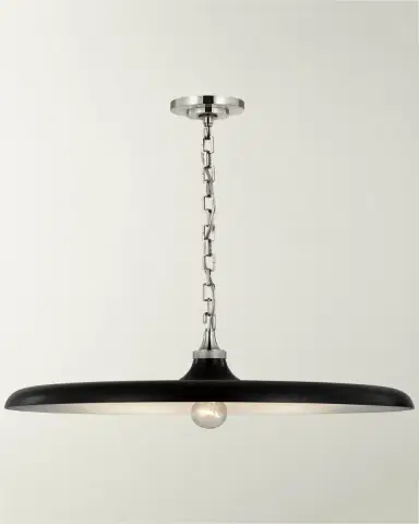 Visual Comfort Signature Piatto Large Pendant In Hand-Rubbed Antique Brass With Aged Iron Shade By Thomas O 'Brien | Thumbnail 2 Visual Comfort Signature Piatto Large Pendant In Hand-Rubbed Antique Brass With Aged Iron Shade By Thomas O 'Brien | Thumbnail 2