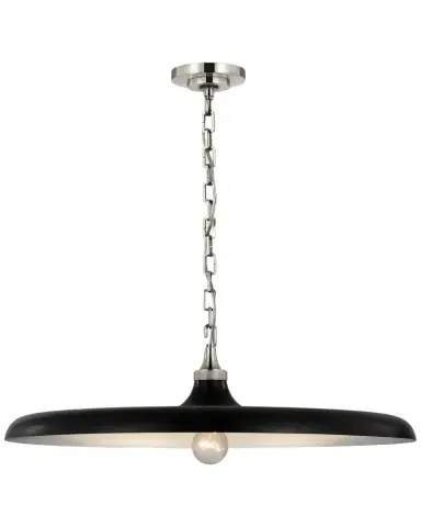 Visual Comfort Signature Piatto Large Pendant In Hand-Rubbed Antique Brass With Aged Iron Shade By Thomas O 'Brien | Thumbnail 1 Visual Comfort Signature Piatto Large Pendant In Hand-Rubbed Antique Brass With Aged Iron Shade By Thomas O 'Brien | Thumbnail 1