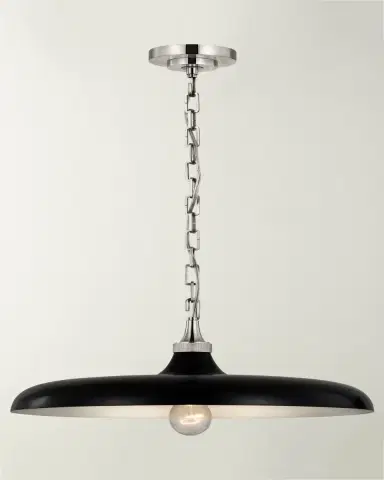 Visual Comfort Signature Piatto Medium Pendant In Hand-Rubbed Antique Brass With Aged Iron Shade By Thomas O 'Brien | Thumbnail 2 Visual Comfort Signature Piatto Medium Pendant In Hand-Rubbed Antique Brass With Aged Iron Shade By Thomas O 'Brien | Thumbnail 2