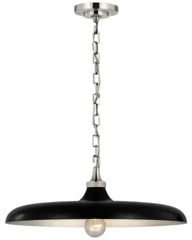 Visual Comfort Signature Piatto Medium Pendant In Hand-Rubbed Antique Brass With Aged Iron Shade By Thomas O 'Brien | Thumbnail 1 Visual Comfort Signature Piatto Medium Pendant In Hand-Rubbed Antique Brass With Aged Iron Shade By Thomas O 'Brien | Thumbnail 1