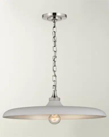 Visual Comfort Signature Piatto Medium Pendant In Hand-Rubbed Antique Brass With Plaster White Shade By Thomas O 'Brien | Thumbnail 2 Visual Comfort Signature Piatto Medium Pendant In Hand-Rubbed Antique Brass With Plaster White Shade By Thomas O 'Brien | Thumbnail 2