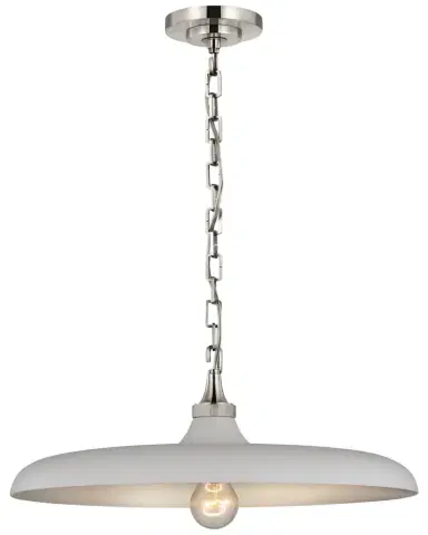 Visual Comfort Signature Piatto Medium Pendant In Hand-Rubbed Antique Brass With Plaster White Shade By Thomas O 'Brien | Thumbnail 1 Visual Comfort Signature Piatto Medium Pendant In Hand-Rubbed Antique Brass With Plaster White Shade By Thomas O 'Brien | Thumbnail 1