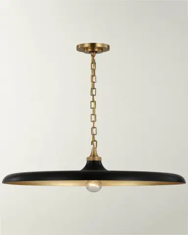 Visual Comfort Signature Piatto Large Pendant In Hand-Rubbed Antique Brass With Aged Iron Shade By Thomas O 'Brien | Thumbnail 2 Visual Comfort Signature Piatto Large Pendant In Hand-Rubbed Antique Brass With Aged Iron Shade By Thomas O 'Brien | Thumbnail 2