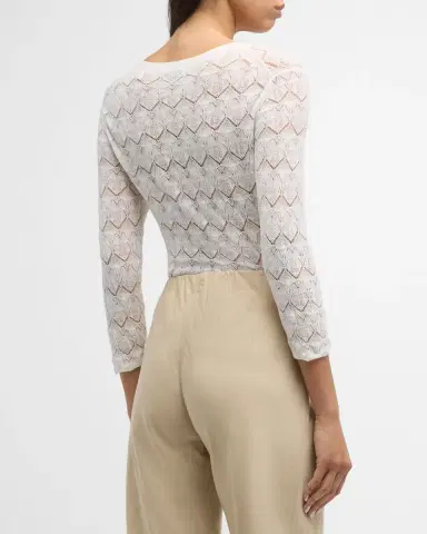 Vince Fine Lace 3/4-Sleeve Crewneck Top | Thumbnail 3 Vince Fine Lace 3/4-Sleeve Crewneck Top | Thumbnail 3