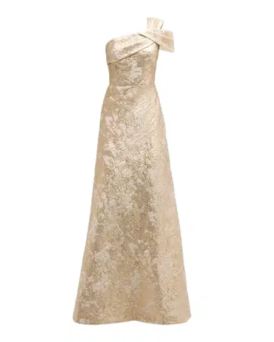 Rickie Freeman for Teri Jon One-Shoulder Metallic Jacquard A-Line Gown | Thumbnail 1 Rickie Freeman for Teri Jon One-Shoulder Metallic Jacquard A-Line Gown | Thumbnail 1