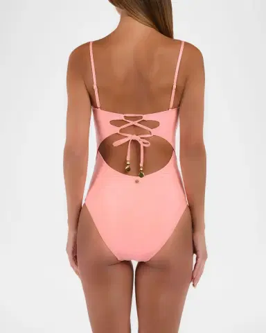 Sunshine 79 Solid Mesh Bandeau One-Piece Swimsuit | Thumbnail 3 Sunshine 79 Solid Mesh Bandeau One-Piece Swimsuit | Thumbnail 3