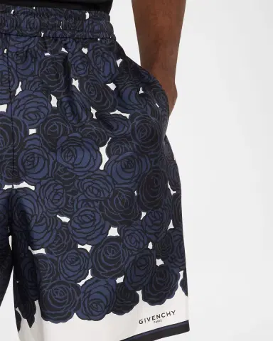 Givenchy Men's Silk Rose-Print Pull-On Shorts | Thumbnail 4 Givenchy Men's Silk Rose-Print Pull-On Shorts | Thumbnail 4