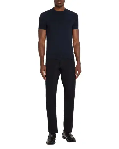 Givenchy Men's Mesh Logo Knit Short-Sleeve Crewneck Sweater | Thumbnail 1 Givenchy Men's Mesh Logo Knit Short-Sleeve Crewneck Sweater | Thumbnail 1