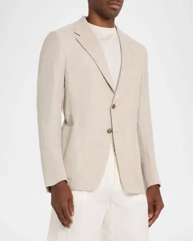 Zegna Men's Crossover Linen and Wool Single-Breasted Sport Coat | Thumbnail 4 Zegna Men's Crossover Linen and Wool Single-Breasted Sport Coat | Thumbnail 4