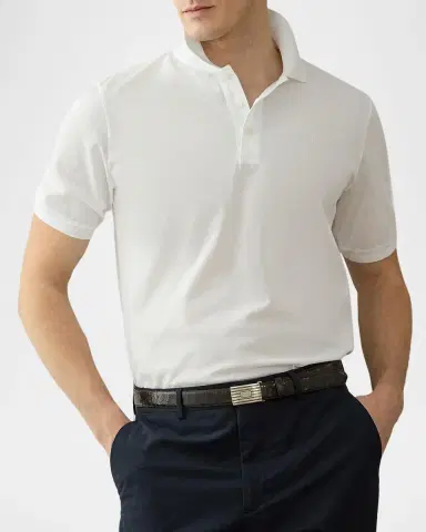 Ralph Lauren Purple Label Men's Embroidered-RL Cotton Piqué Polo Shirt | Thumbnail 4 Ralph Lauren Purple Label Men's Embroidered-RL Cotton Piqué Polo Shirt | Thumbnail 4