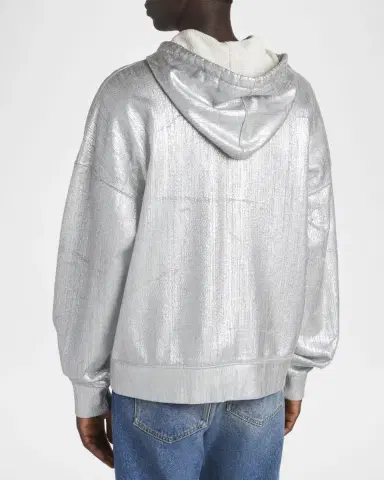 Golden Goose Men's Metallic Textured Full-Zip Hoodie | Thumbnail 3 Golden Goose Men's Metallic Textured Full-Zip Hoodie | Thumbnail 3