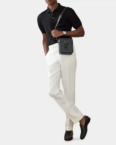 Ralph Lauren Purple Label Men's Embroidered-RL Cotton Piqué Polo Shirt | Thumbnail 2 Ralph Lauren Purple Label Men's Embroidered-RL Cotton Piqué Polo Shirt | Thumbnail 2