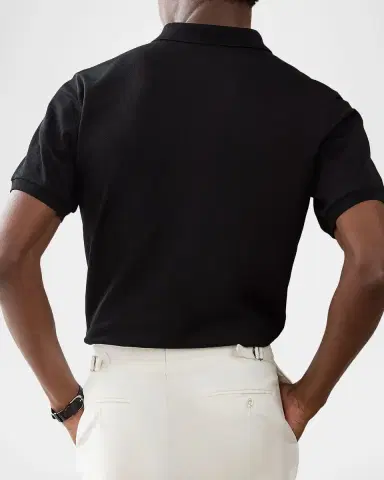 Ralph Lauren Purple Label Men's Embroidered-RL Cotton Piqué Polo Shirt | Thumbnail 3 Ralph Lauren Purple Label Men's Embroidered-RL Cotton Piqué Polo Shirt | Thumbnail 3