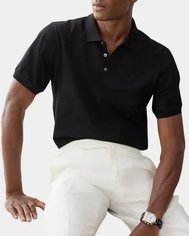 Ralph Lauren Purple Label Men's Embroidered-RL Cotton Piqué Polo Shirt | Thumbnail 6 Ralph Lauren Purple Label Men's Embroidered-RL Cotton Piqué Polo Shirt | Thumbnail 6