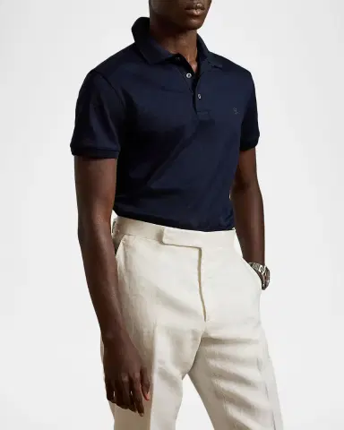 Ralph Lauren Purple Label Men's Embroidered-RL Cotton Piqué Polo Shirt | Thumbnail 4 Ralph Lauren Purple Label Men's Embroidered-RL Cotton Piqué Polo Shirt | Thumbnail 4