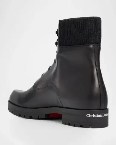 Christian Louboutin Men's Trapman Leather Lug Sole Lace-Up Boots | Thumbnail 4 Christian Louboutin Men's Trapman Leather Lug Sole Lace-Up Boots | Thumbnail 4