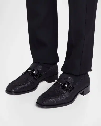 Christian Louboutin Men's Chambelimoc Collar Pin Jacquard Loafers | Thumbnail 2 Christian Louboutin Men's Chambelimoc Collar Pin Jacquard Loafers | Thumbnail 2