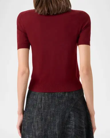 Akris punto Short-Sleeve Merino Wool-Blend Knit Sweater | Thumbnail 3 Akris punto Short-Sleeve Merino Wool-Blend Knit Sweater | Thumbnail 3