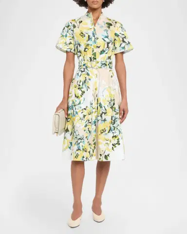 Rickie Freeman for Teri Jon Belted Floral-Print Cotton Midi Shirtdress | Thumbnail 2 Rickie Freeman for Teri Jon Belted Floral-Print Cotton Midi Shirtdress | Thumbnail 2