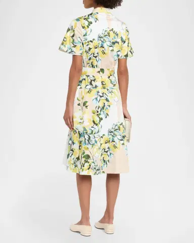 Rickie Freeman for Teri Jon Belted Floral-Print Cotton Midi Shirtdress | Thumbnail 3 Rickie Freeman for Teri Jon Belted Floral-Print Cotton Midi Shirtdress | Thumbnail 3