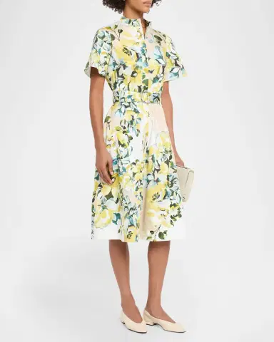Rickie Freeman for Teri Jon Belted Floral-Print Cotton Midi Shirtdress | Thumbnail 4 Rickie Freeman for Teri Jon Belted Floral-Print Cotton Midi Shirtdress | Thumbnail 4