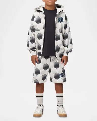 Molo Boy's Adian Soccer-Print Cotton Shorts, Size 4-6 | Thumbnail 2 Molo Boy's Adian Soccer-Print Cotton Shorts, Size 4-6 | Thumbnail 2