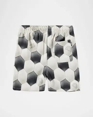 Molo Boy's Adian Soccer-Print Cotton Shorts, Size 4-6 | Thumbnail 3 Molo Boy's Adian Soccer-Print Cotton Shorts, Size 4-6 | Thumbnail 3