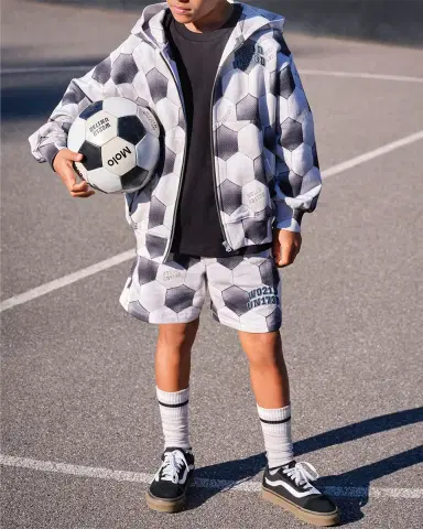 Molo Boy's Adian Soccer-Print Cotton Shorts, Size 4-6 | Thumbnail 6 Molo Boy's Adian Soccer-Print Cotton Shorts, Size 4-6 | Thumbnail 6