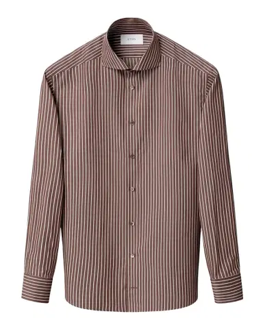 Eton Men's Slim Fit Stripe Cotton and Silk Dress Shirt | Thumbnail 1 Eton Men's Slim Fit Stripe Cotton and Silk Dress Shirt | Thumbnail 1