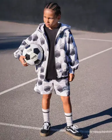 Molo Boy's Adian Soccer-Print Cotton Shorts, Size 8-12 | Thumbnail 7 Molo Boy's Adian Soccer-Print Cotton Shorts, Size 8-12 | Thumbnail 7