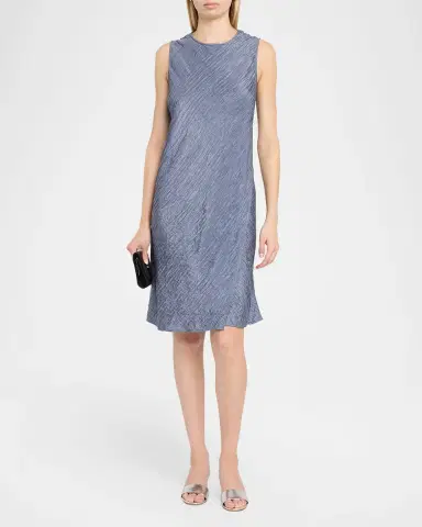 Eileen Fisher Wrap-Front Crinkled Silk Jacquard Dress | Thumbnail 2 Eileen Fisher Wrap-Front Crinkled Silk Jacquard Dress | Thumbnail 2