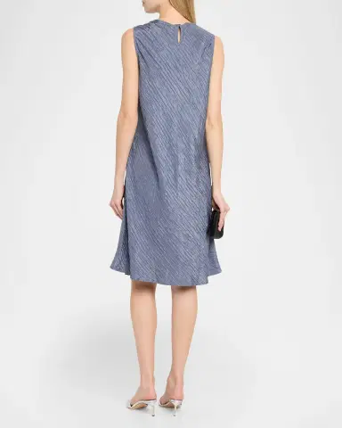 Eileen Fisher Wrap-Front Crinkled Silk Jacquard Dress | Thumbnail 3 Eileen Fisher Wrap-Front Crinkled Silk Jacquard Dress | Thumbnail 3