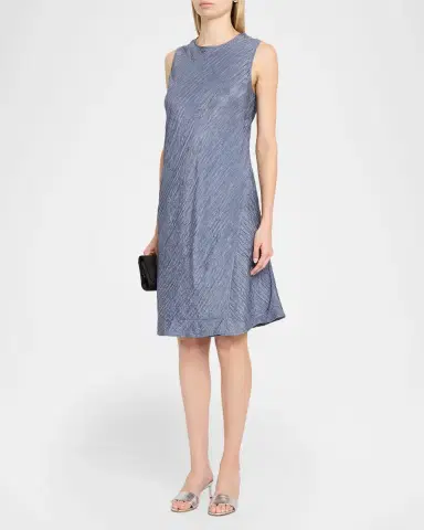 Eileen Fisher Wrap-Front Crinkled Silk Jacquard Dress | Thumbnail 4 Eileen Fisher Wrap-Front Crinkled Silk Jacquard Dress | Thumbnail 4