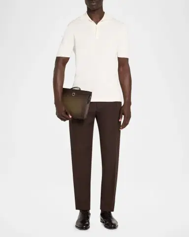 Ferragamo Men's Gancio Hammered Leather Zip Pouch | Thumbnail 5 Ferragamo Men's Gancio Hammered Leather Zip Pouch | Thumbnail 5