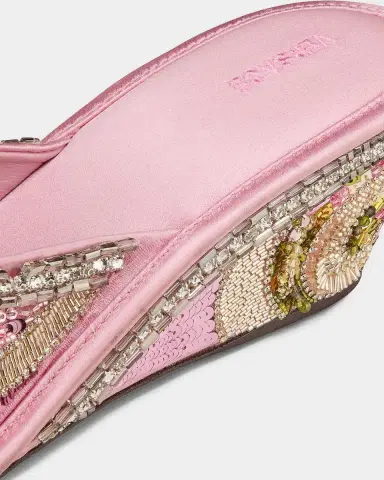 Versace 50mm Beaded Satin Peep-Toe Wedge Mules | Thumbnail 4 Versace 50mm Beaded Satin Peep-Toe Wedge Mules | Thumbnail 4