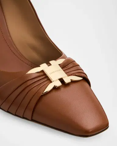 FERRAGAMO Tillya 70mm Leather Block-Heel Pumps with Gancini Ornament | Thumbnail 4 FERRAGAMO Tillya 70mm Leather Block-Heel Pumps with Gancini Ornament | Thumbnail 4