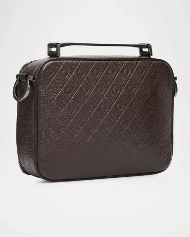 Ferragamo Men's Monogram Embossed Leather Shoulder Bag | Thumbnail 2 Ferragamo Men's Monogram Embossed Leather Shoulder Bag | Thumbnail 2