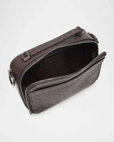 Ferragamo Men's Monogram Embossed Leather Shoulder Bag | Thumbnail 3 Ferragamo Men's Monogram Embossed Leather Shoulder Bag | Thumbnail 3