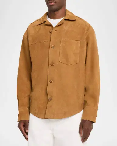 Ami Paris Men's Leather Button-Down Overshirt | Thumbnail 3 Ami Paris Men's Leather Button-Down Overshirt | Thumbnail 3
