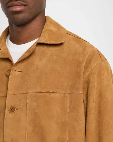 Ami Paris Men's Leather Button-Down Overshirt | Thumbnail 4 Ami Paris Men's Leather Button-Down Overshirt | Thumbnail 4