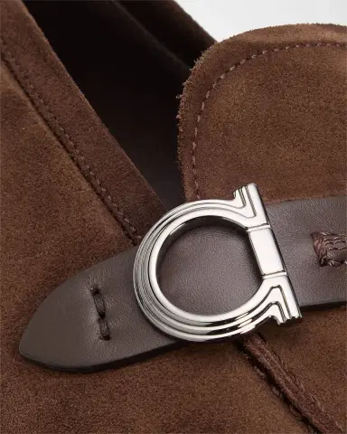 Ferragamo Men's Terence Suede Side-Gancio Loafers | Thumbnail 5 Ferragamo Men's Terence Suede Side-Gancio Loafers | Thumbnail 5