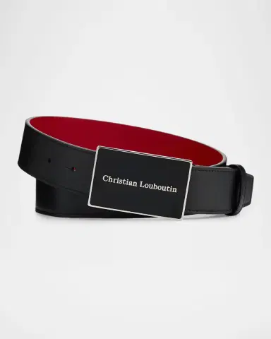 Christian Louboutin Men's Canopy Logo Plate Leather Belt | Thumbnail 3 Christian Louboutin Men's Canopy Logo Plate Leather Belt | Thumbnail 3
